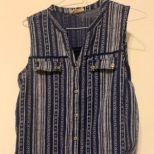 Blouse - short sleeves Navy top  - $13